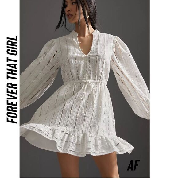 FOREVER THAT GIRL EYELET MINI DRESS NEW WHITE SMALL NWT - Picture 1 of 14